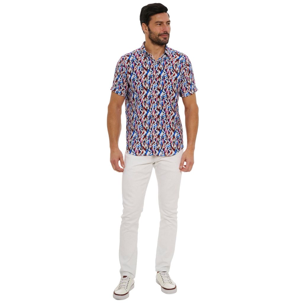 Robert Graham Men's Crue Short Sleeve Woven Shirt, Multi