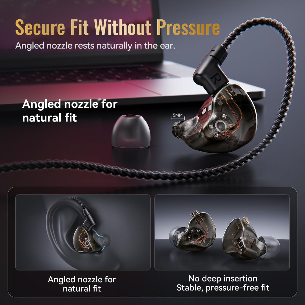 Kinglucky HiFi Wired IEM Earbuds, in-Ear Monitor Headphones for Gaming & Music