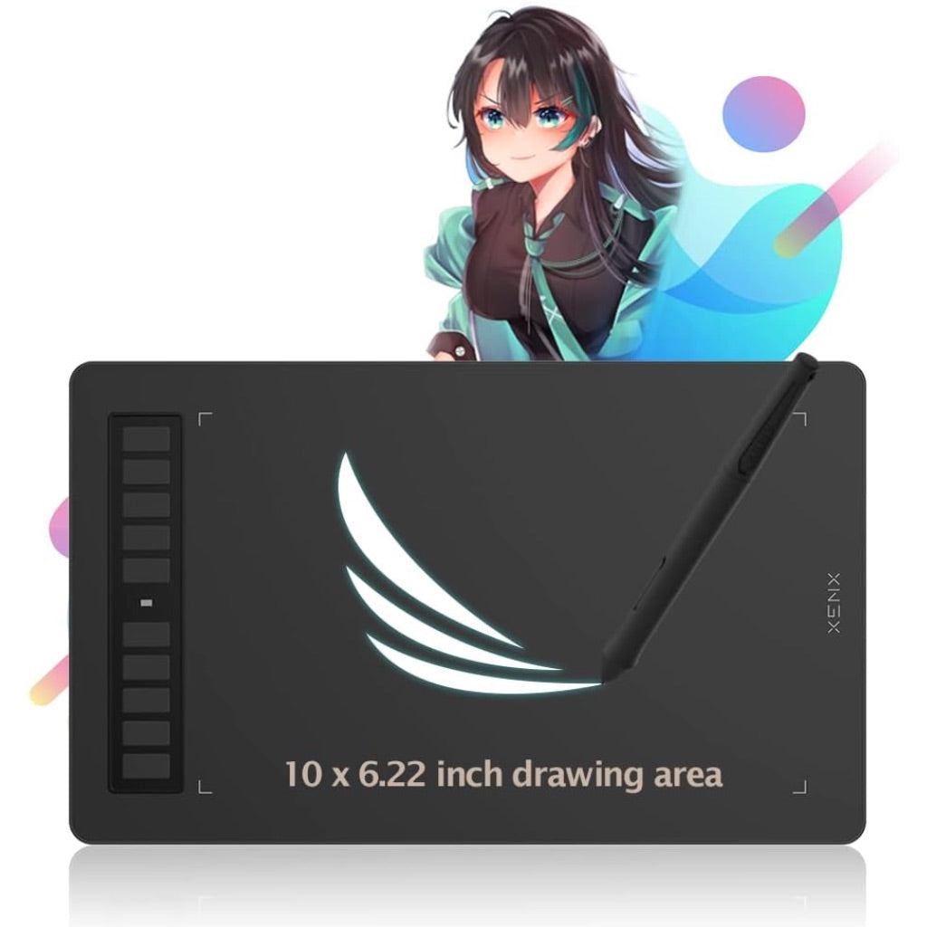 XENX P3-1060B Graphic Drawing Tablet 10x6 inch with 10 Shortcut Keys, 8192 Pressure Levels, Battery-Free Pen