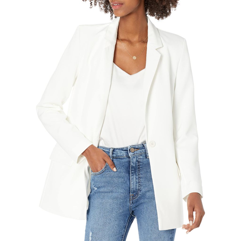 The Drop Women's Blake Long Blazer, Ivory, 5X