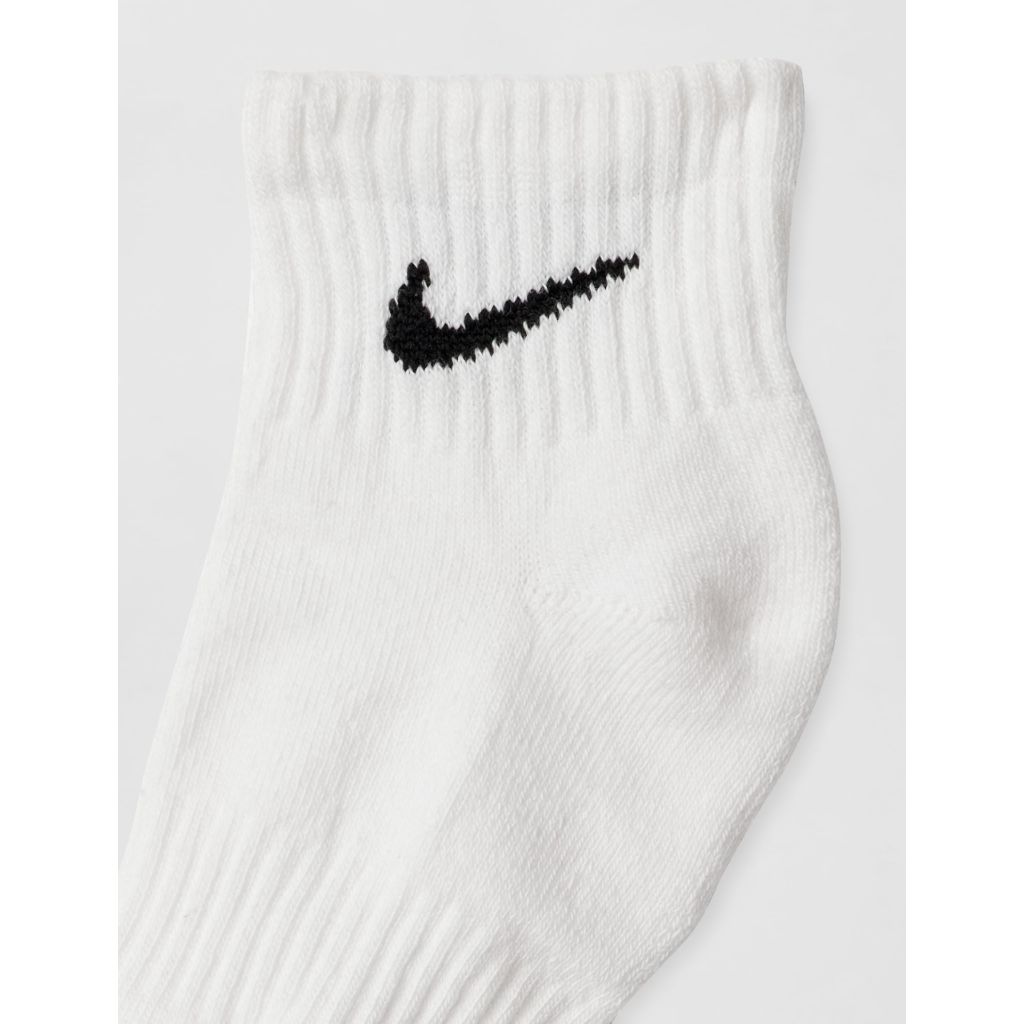 Nike Unisex Everyday Cushioned Training Ankle Socks (3 Pairs), White/Black, Large