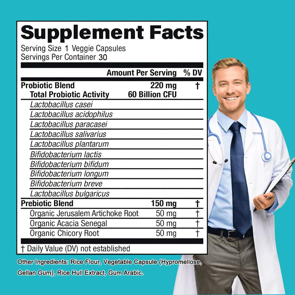 TAOTERS Probiotics for Digestive Health, 60 Billion CFU - 10 Strains | 30 Capsules
