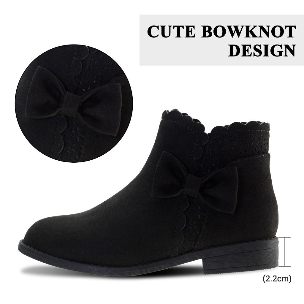 LseLom Girl's Ankle Boots, Suede, Black, Size 8