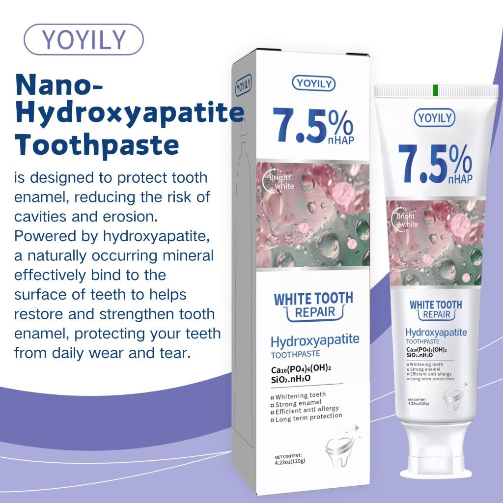 YOYILY - 7.5% Hydroxyapatite Toothpaste for Enamel Protection and Tooth Strengthening | Mint, 4.23 oz