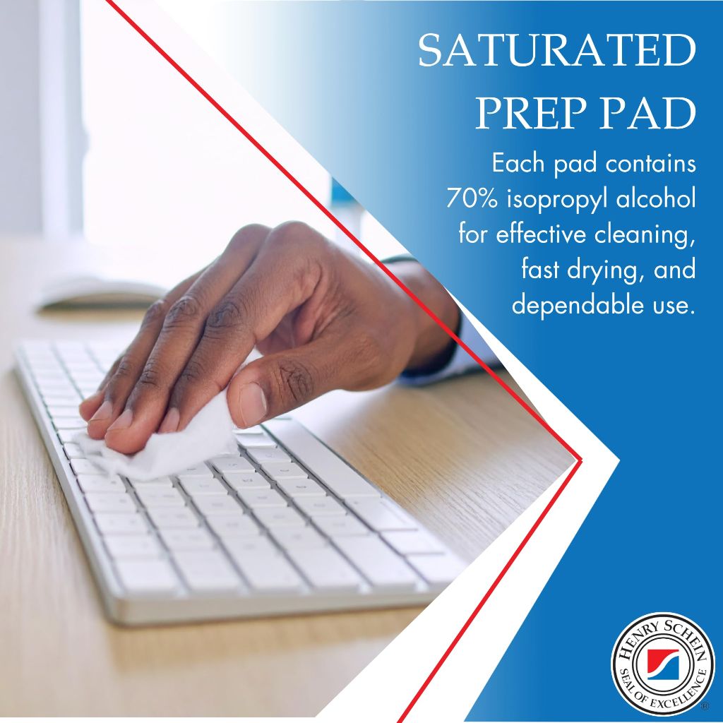 Henry Schein Large Alcohol Prep Pads, 70% Isopropyl Alcohol - 200ct.