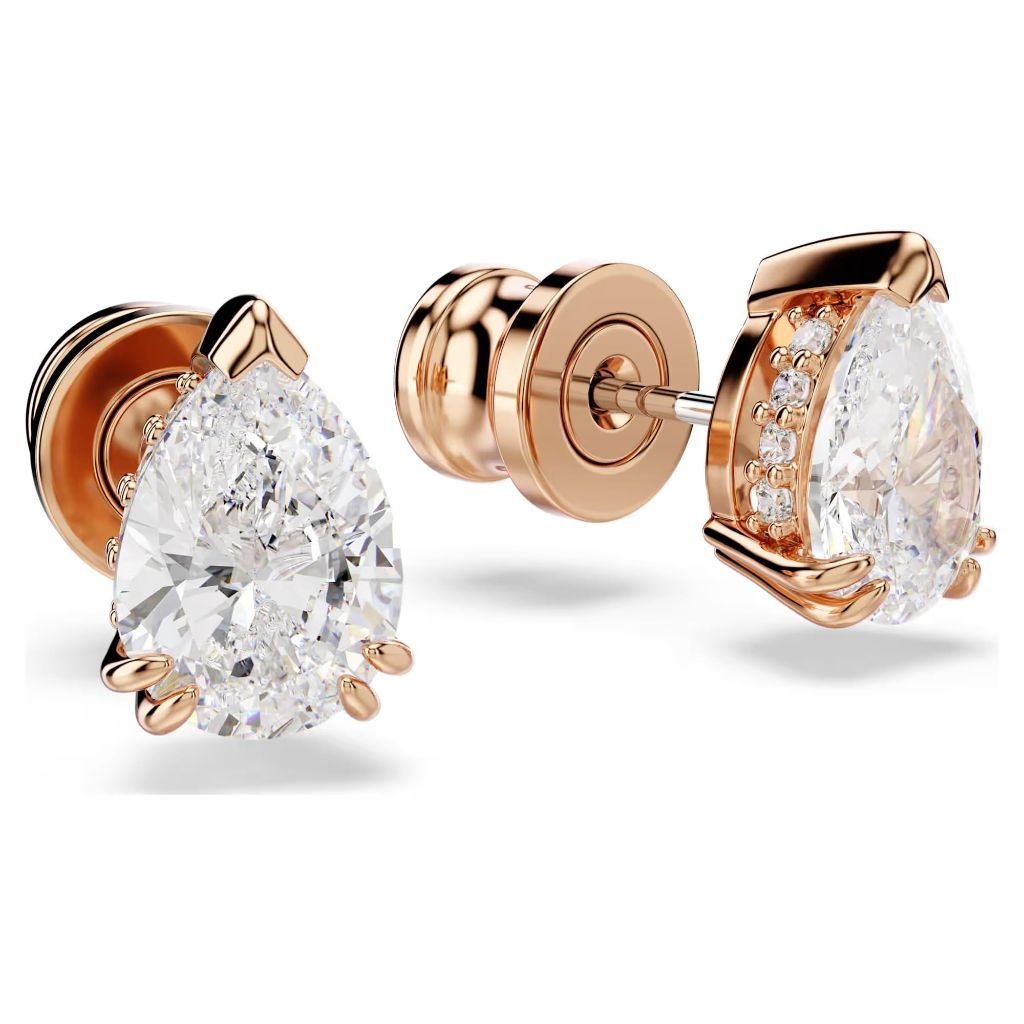 Swarovski Stilla Pear Cut Earrings - White, Rose Gold-Tone Finish (5734248)