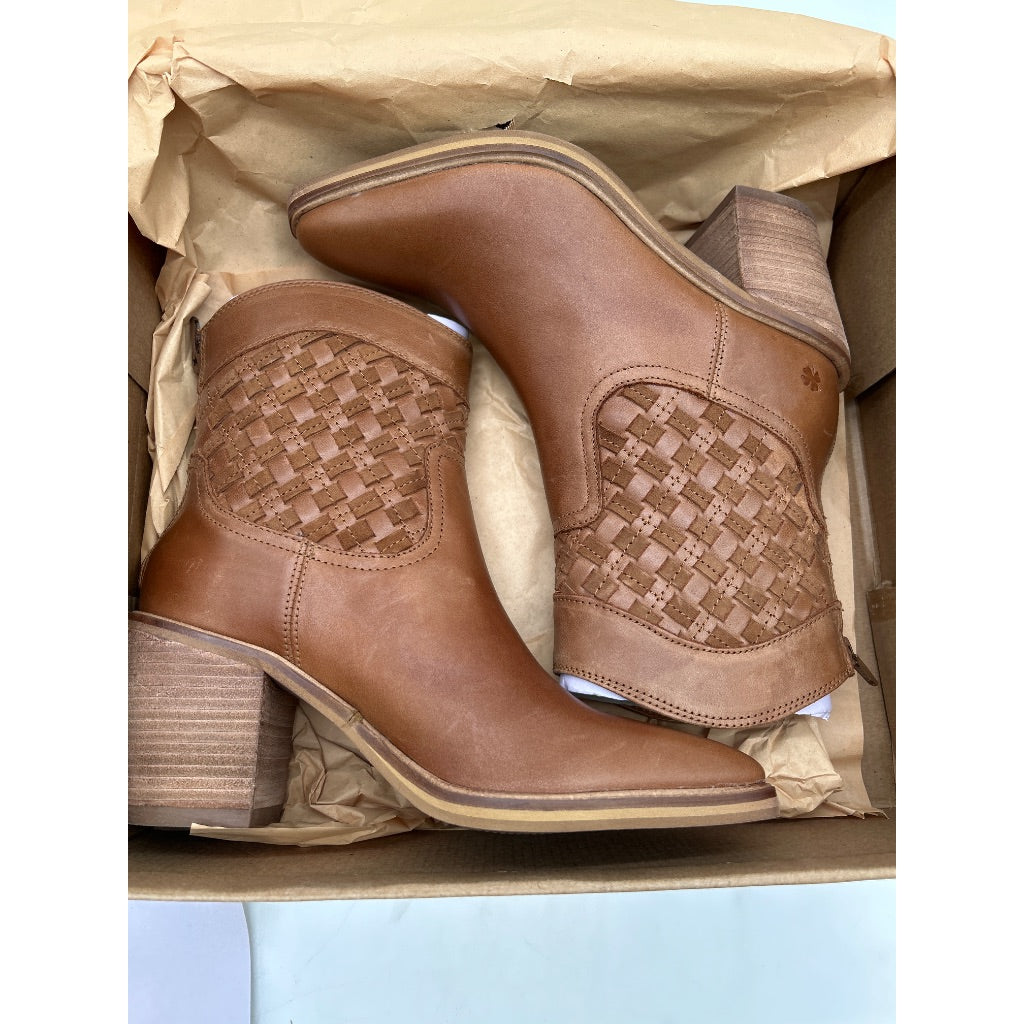 Lucky Brand Women's Aryleis Block-Heel Western Ankle Bootie, Cognac - Size 5.5