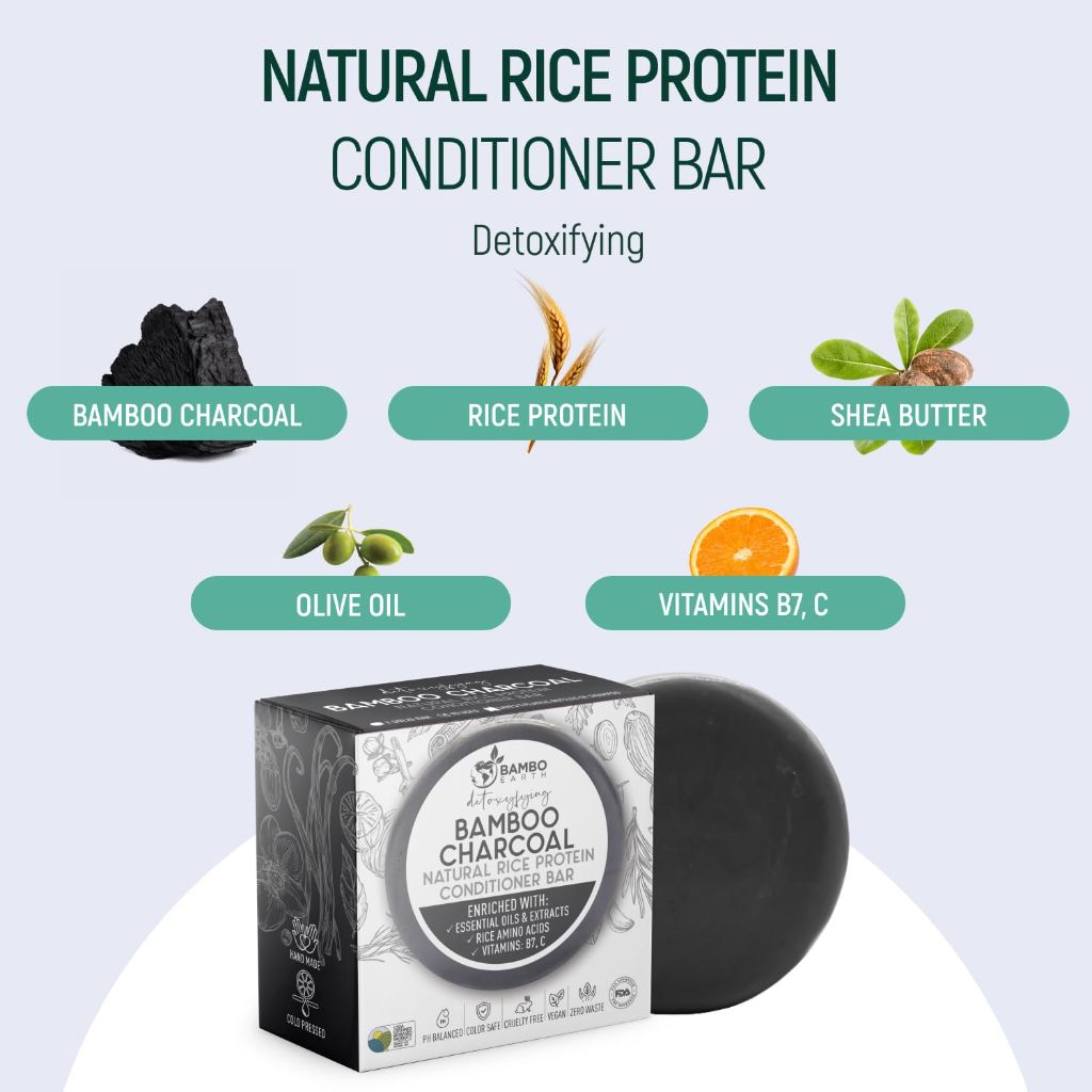 Solid Rice Protein Hair Conditioner Bar (Bamboo Charcoal)