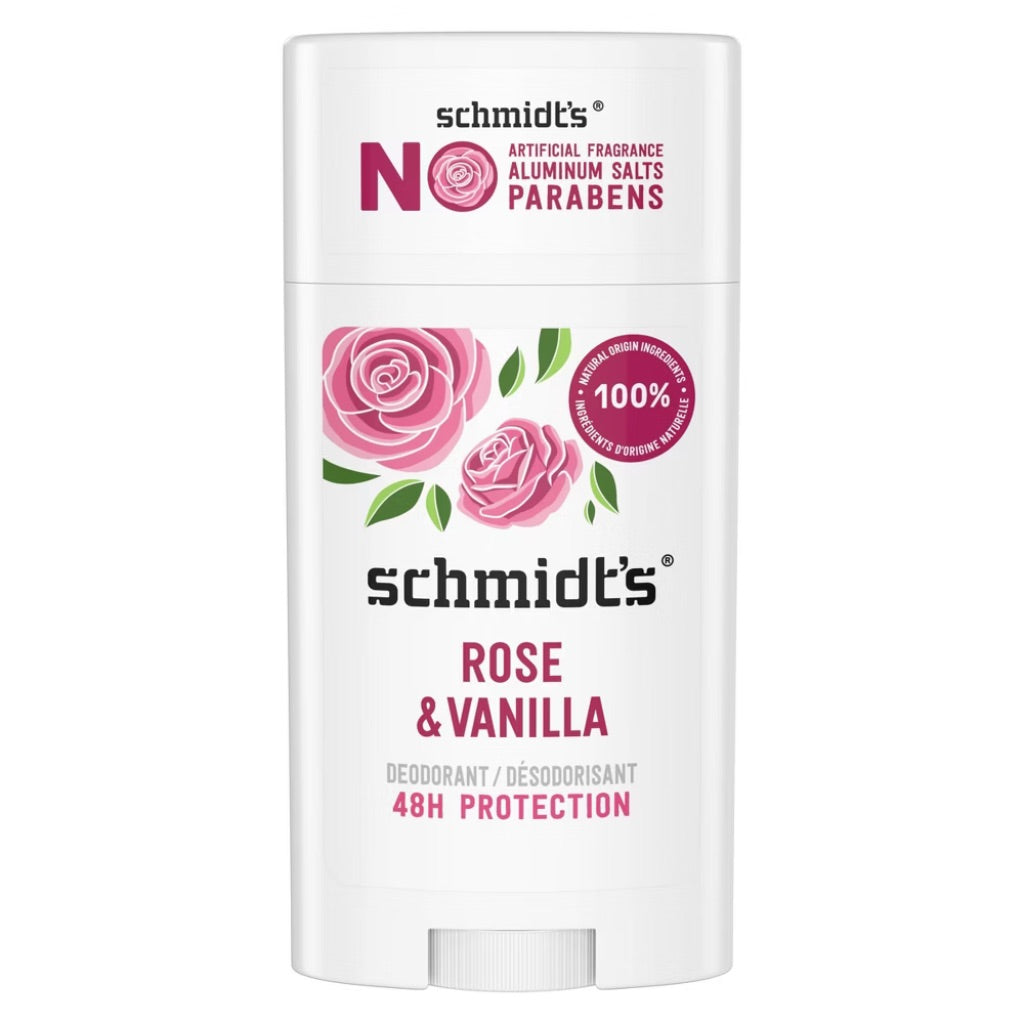 Schmidt s Rose & Vanilla 24 Hour Odor Protection Aluminum-Free Vegan Deodorant  2.65 oz