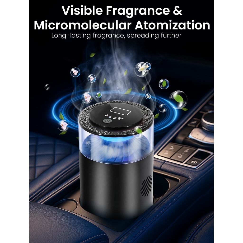 Smart Car Air Freshener w/Ambient Light & Mist Fragrance - Snowy Summit