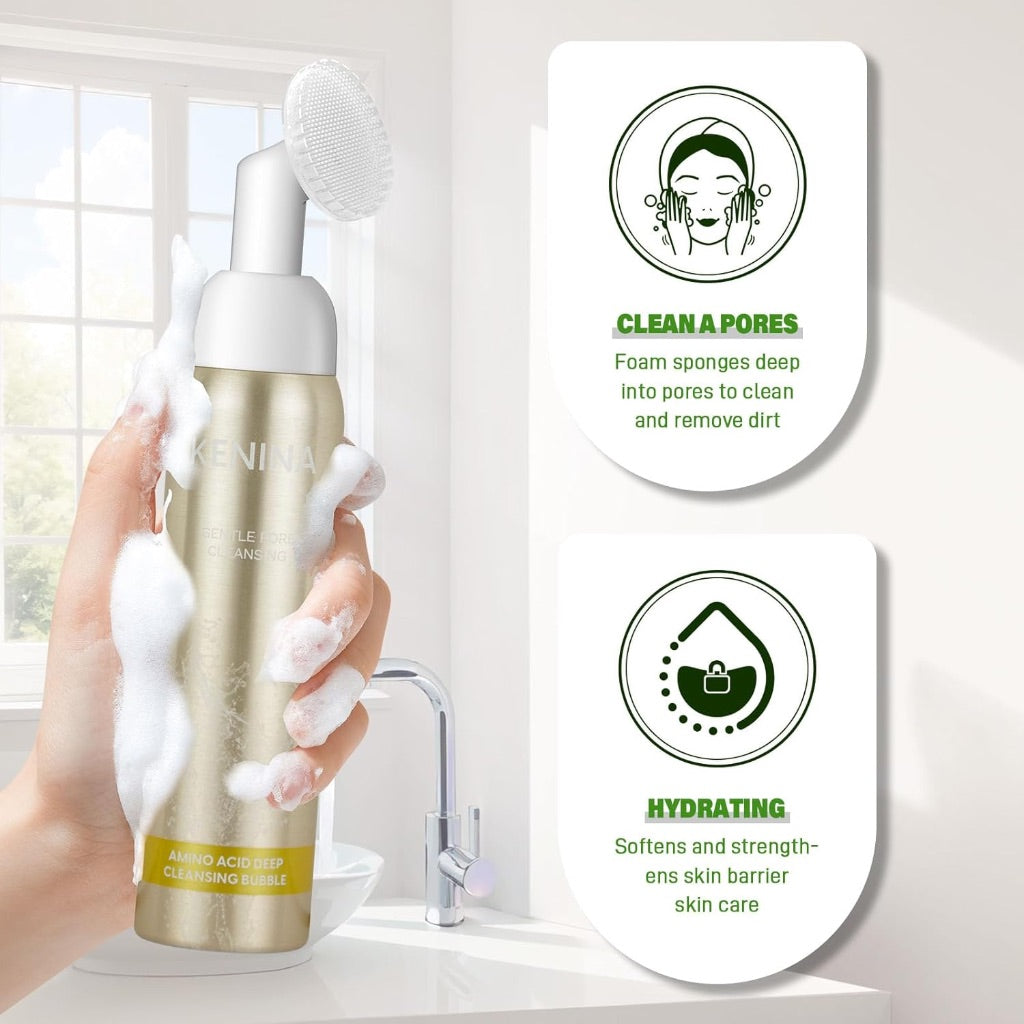 KENINA Turmeric Face Wash with Brush, Turmeric Foaming Facial Cleanser, PH Balancing Oil Control Pore Cleaner (130ML)