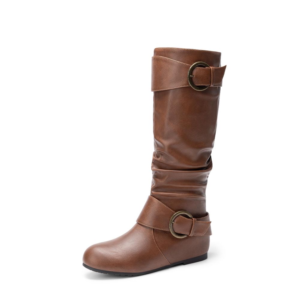 DREAM PAIRS Women's Knee High Boots, Size 8.5, Light Brown