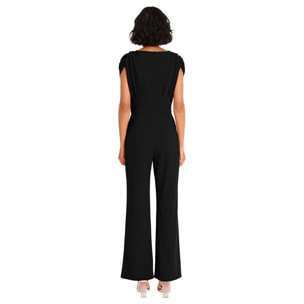 Maggy London Women's Dresses Stylish V-Neck Dolman Sleeve Jumpsuit with Wide Pant Legs and Pockets, Black, 18