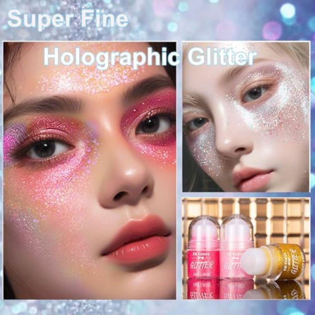 Roll on Festival Body Glitter Gel for Hair, Face, and Body - White #01, 25mL