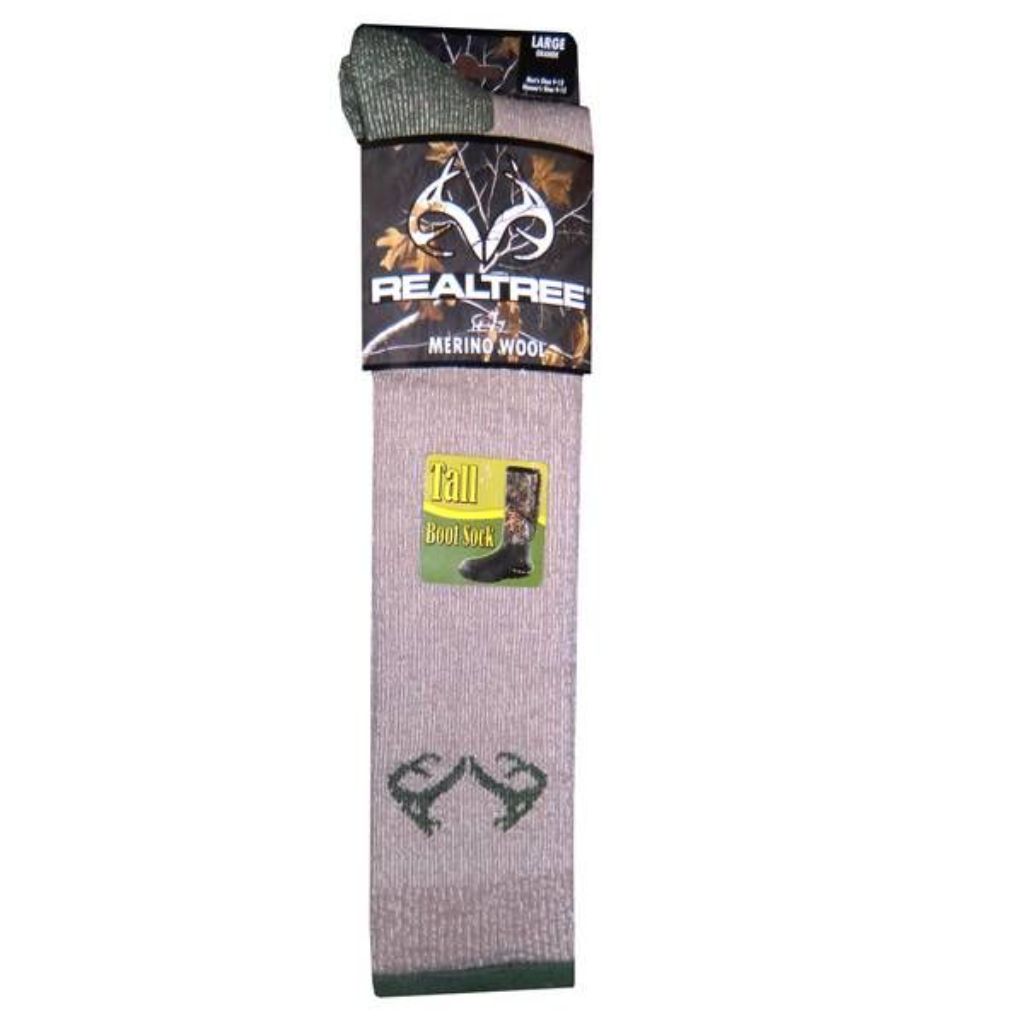 SZ 9-13 RealTree 9806 Heavyweight Merino Wool Tall All Season Boot Socks  Tan/Olive
