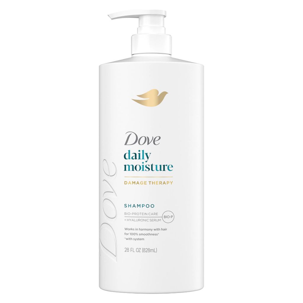 Dove Damage Therapy Shampoo Daily Moisture for Dry Hair with Bio-Protein Care Technology and Hyaluronic Serum, 28 Fl Oz