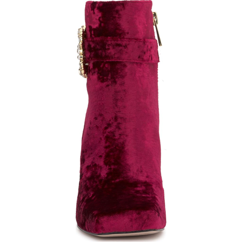 Jessica Simpson Luminna Embellished Buckle Heeled Bootie, Oxblood, 5.5