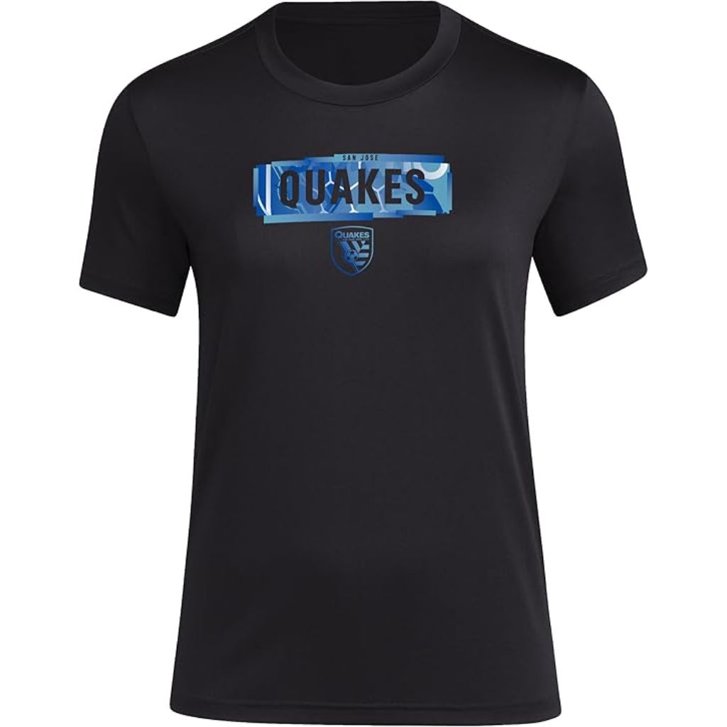 adidas Women's San Jose Earthquakes MLS Short Sleeve T-Shirt - Black, Size Small