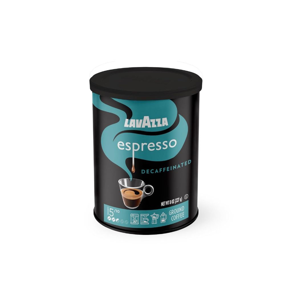 Lavazza Espresso Decaffeinato Ground Coffee Blend, Decaffeinated Medium Roast, 8oz Cans, Pack of 4