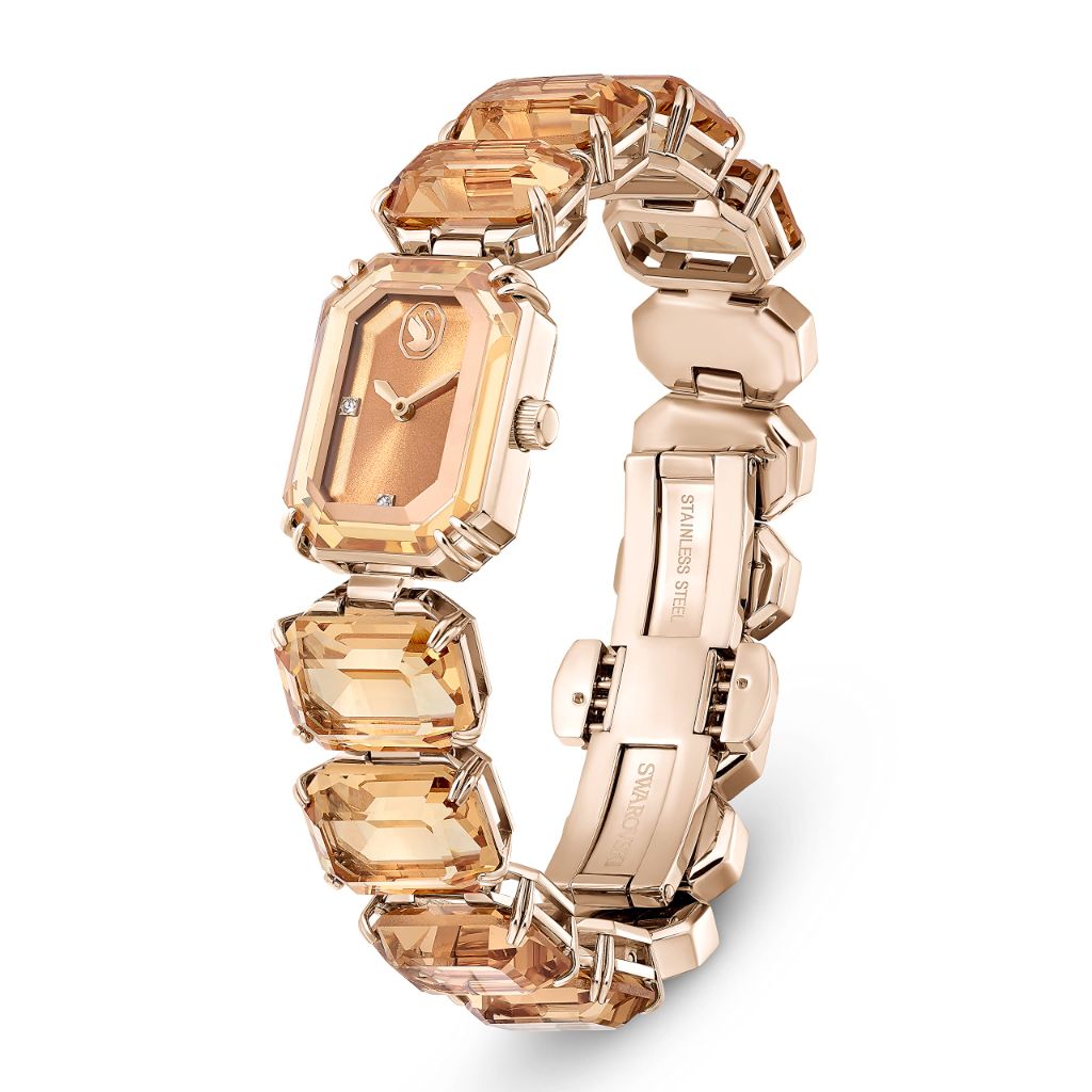 Swarovski Millenia Watch, Octagon Cut Crystal Bracelet Band, Brown, Champagne Gold-Tone Finish