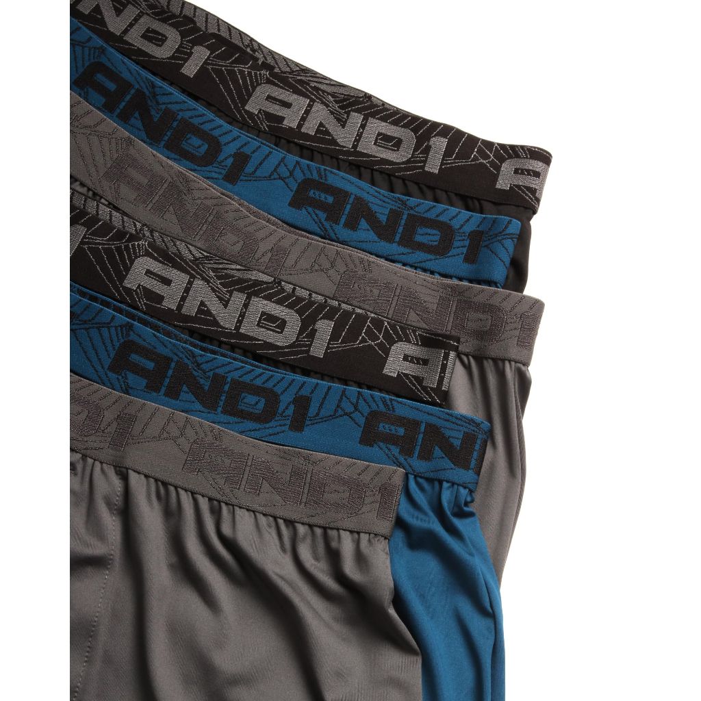 SZ XL4" AND1 Mens Boxer Shorts - 6 Pack Performance Knit Boxers for Men