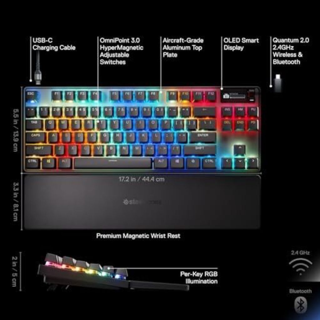 SteelSeries Apex Pro TKL Gen 3 Wireless HyperMagnetic Gaming Keyboard - Black