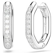 Swarovski Dextera Hoop Earrings, Octagon Shape, Round Cut, White, Rhodium Plated - Silver