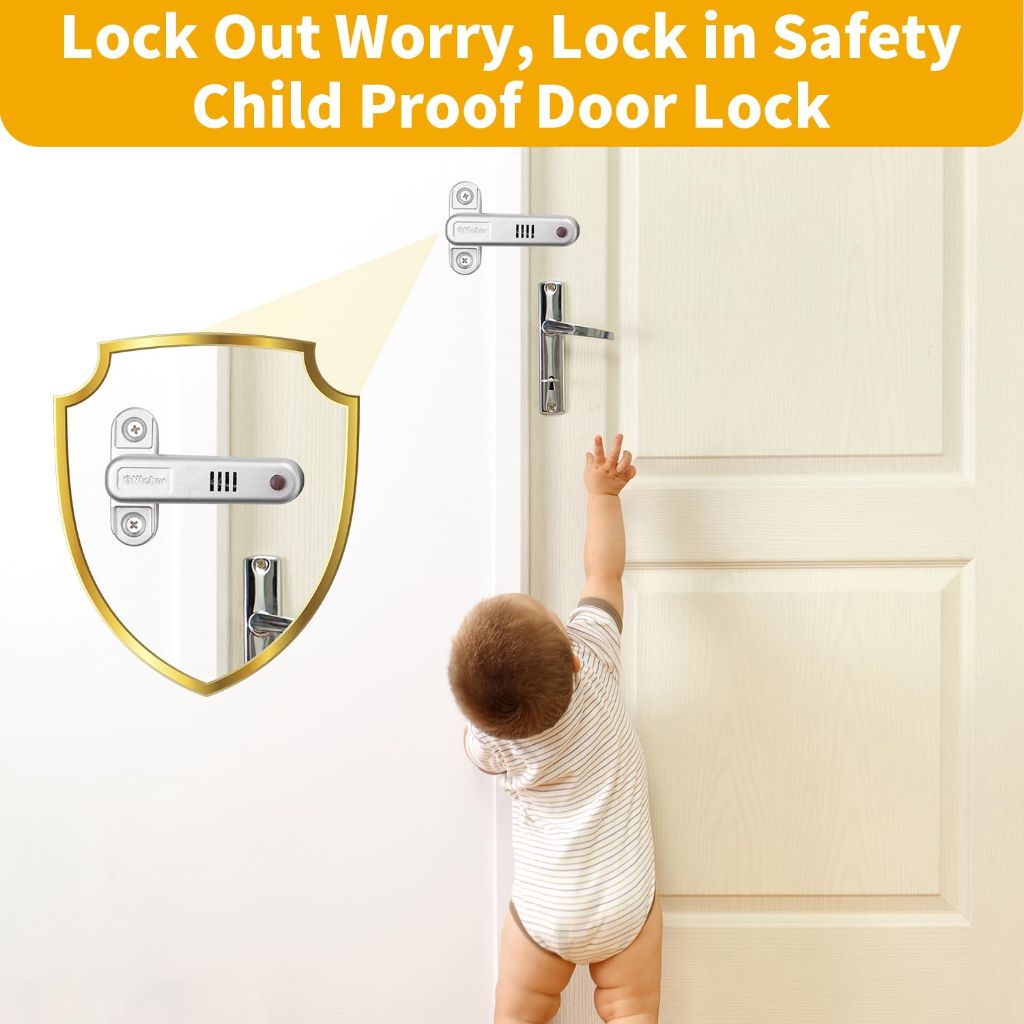 Home Security Door Reinforced Lock with Alarm, Premium Security for Children and Seniors, Easy Installation, Front Door Protection