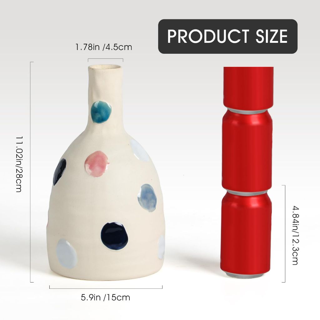 Ceramic Vase, Gifts for Mother Women, W 5.9" X H 11" Flower Vase for Pampas Grass, Living Room, Home, Dining Table, Farmhouse, Office Decor, Table, Bedroom, Kitchen Shelf and Wedding for Home Decor