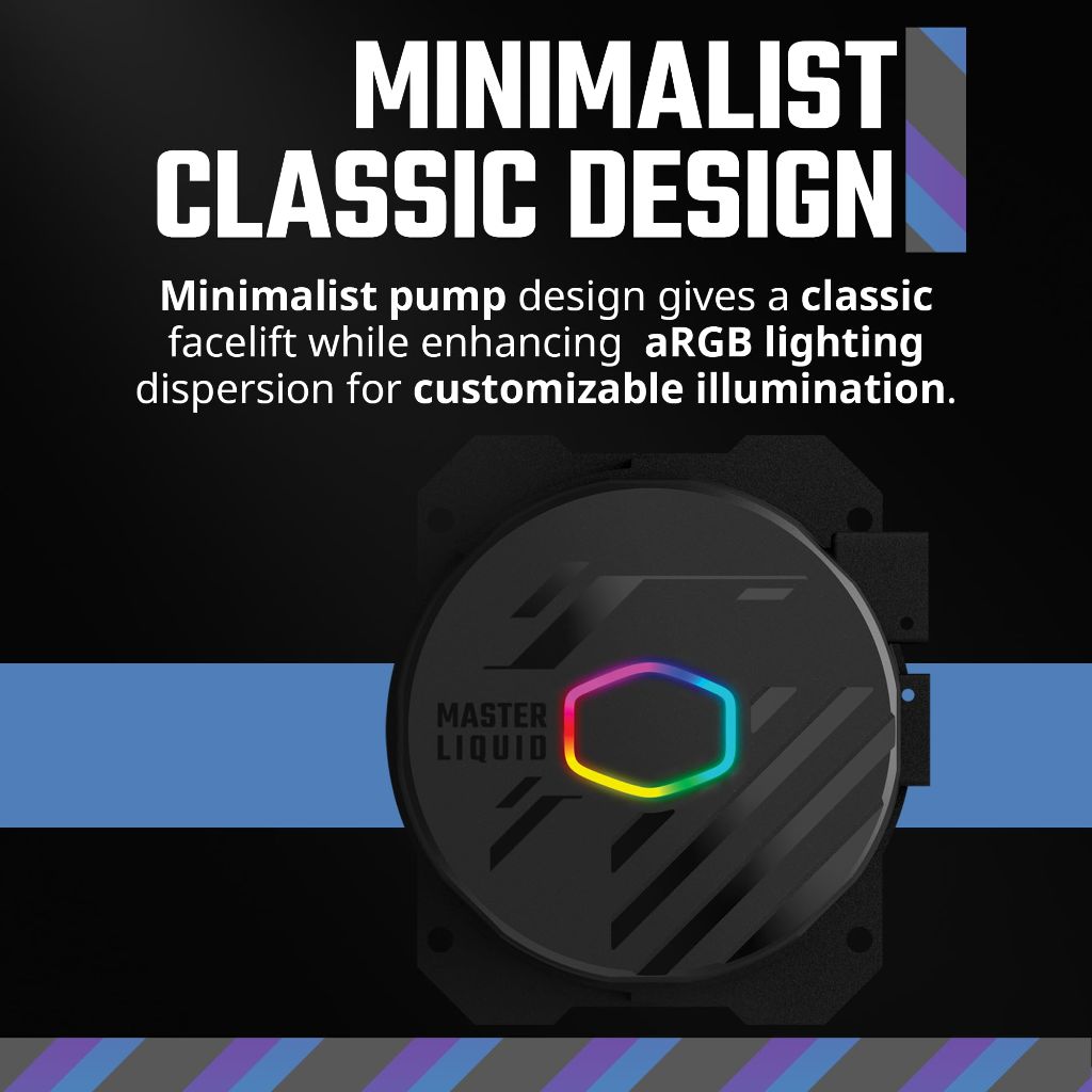Cooler Master 360L Core AIO CPU Liquid Cooler – 360mm Radiator, 3x ARGB PWM Fans, AMD AM5/AM4 & Intel LGA 1851/1700 (Black)