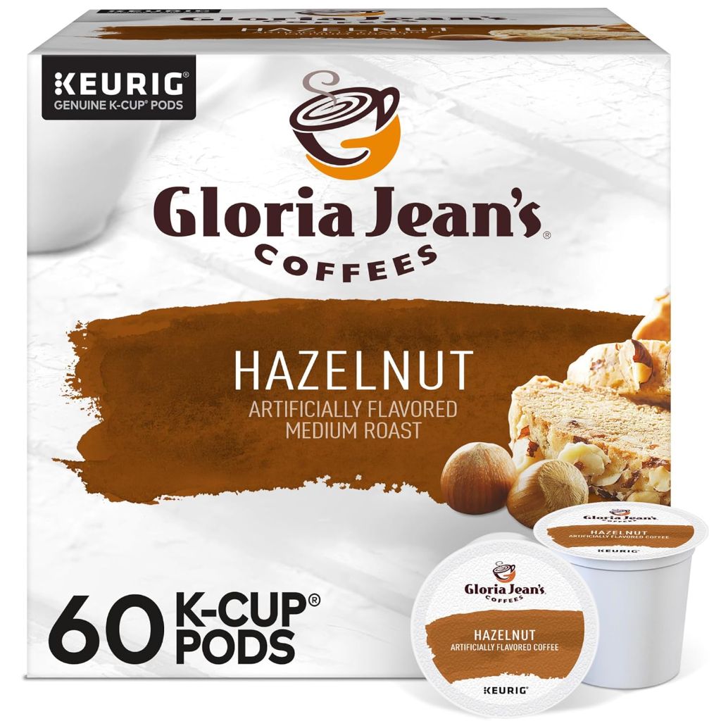 Gloria Jean's Medium Roast Hazelnut Keurig K-Cup Coffee Pods, 60ct