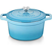 Vancasso Enameled Round Cast Iron Dutch Oven Pot w/ Lid, Non Stick 3.8 Qt, Blue