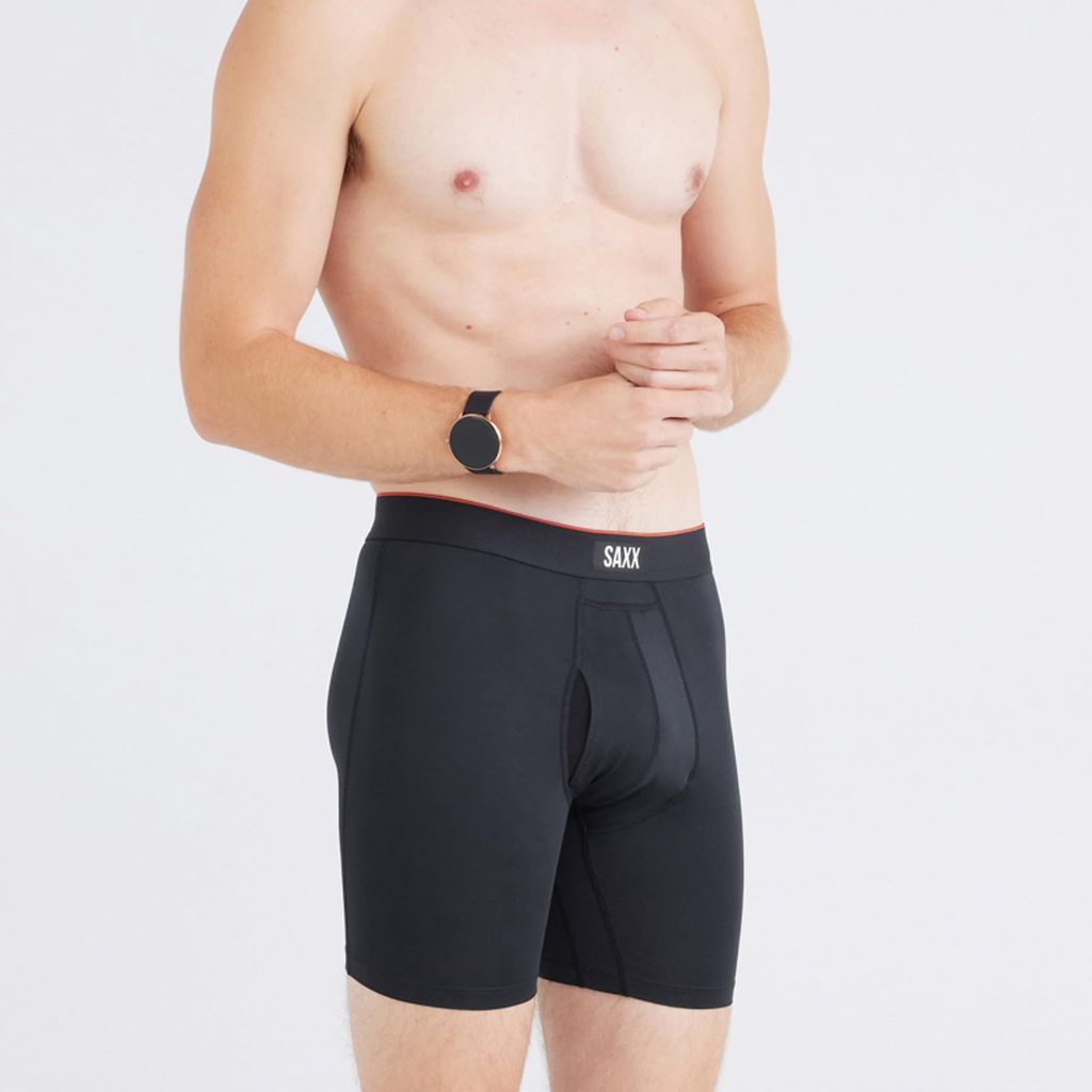 SZ M, SAXX Underwear Co. Men's Multi-Sport Mesh Boxer Brief Fly 2-Pack, | Black