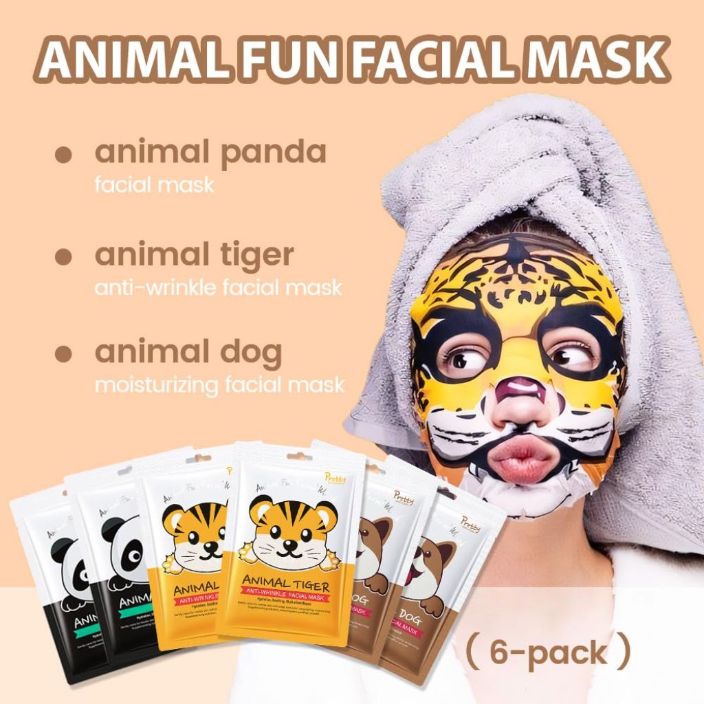 Kaely 6-Pack Animal Sheet Face Facial Masks for Women Skincare Spa