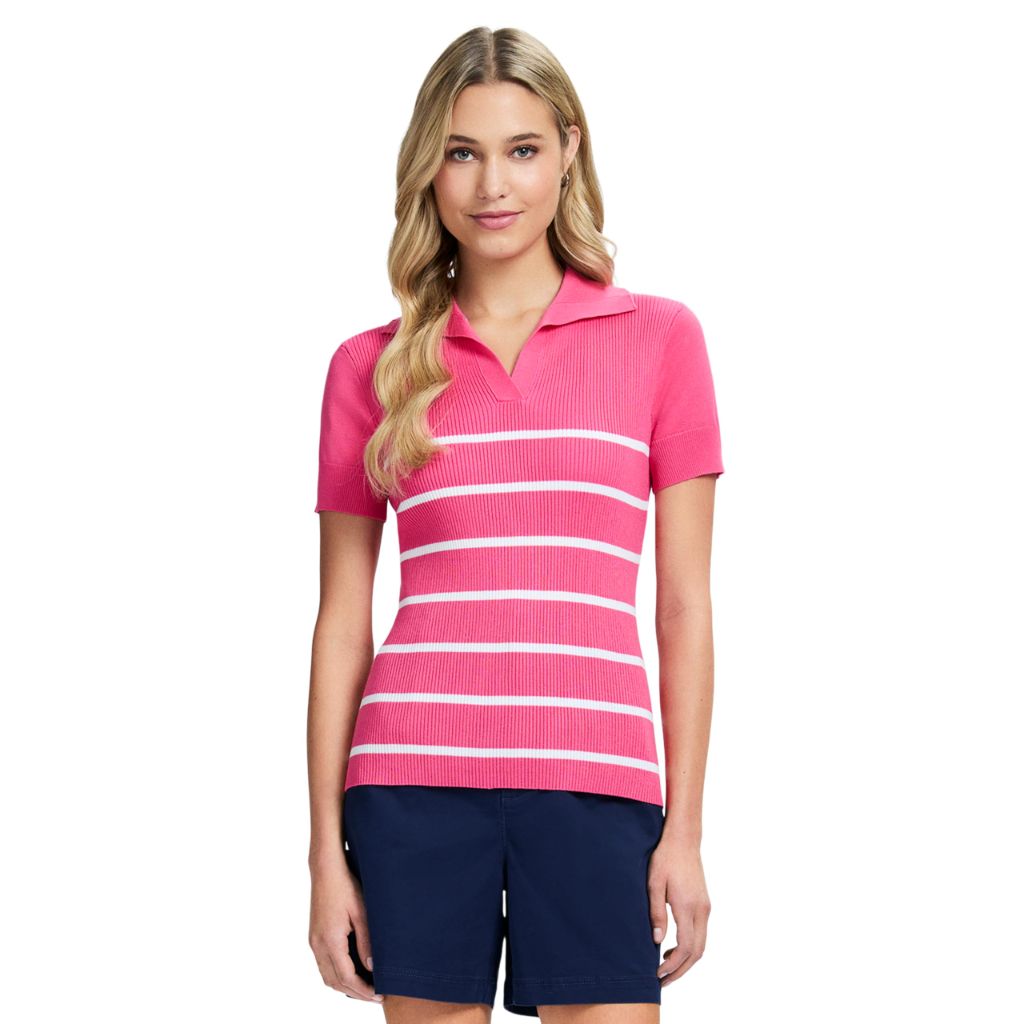 Izod Women's Joanna Stripe Pullover, Hot Pink, XX-Large
