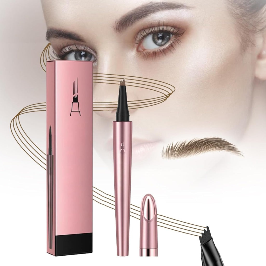 3D Waterproof Microblading Eyebrow Contouring Pencil with 4 Micro-Fork Tip (Light Brown)