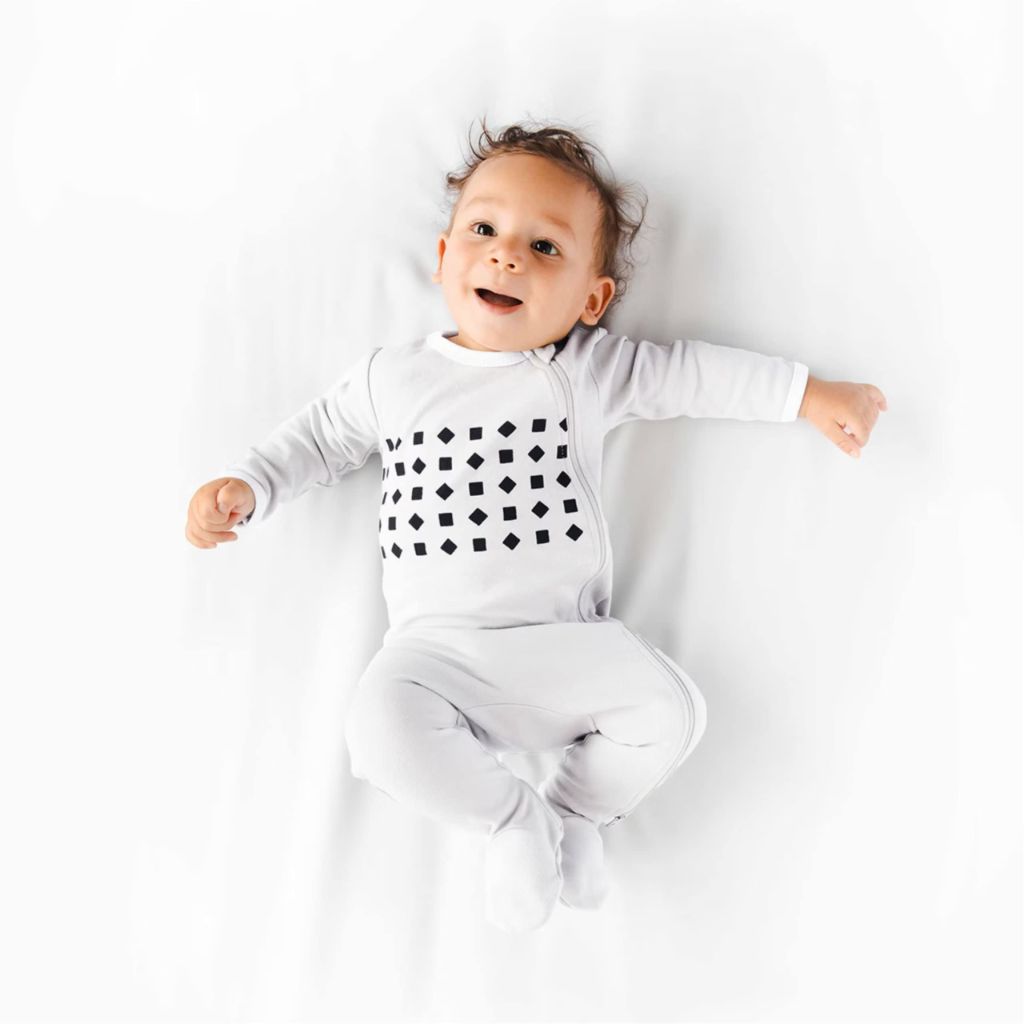 Nanit Breathing Wear Baby Pajamas – 100% Cotton, Double Zipper, Footed PJs with Mitten Cuffs - Pebble Grey