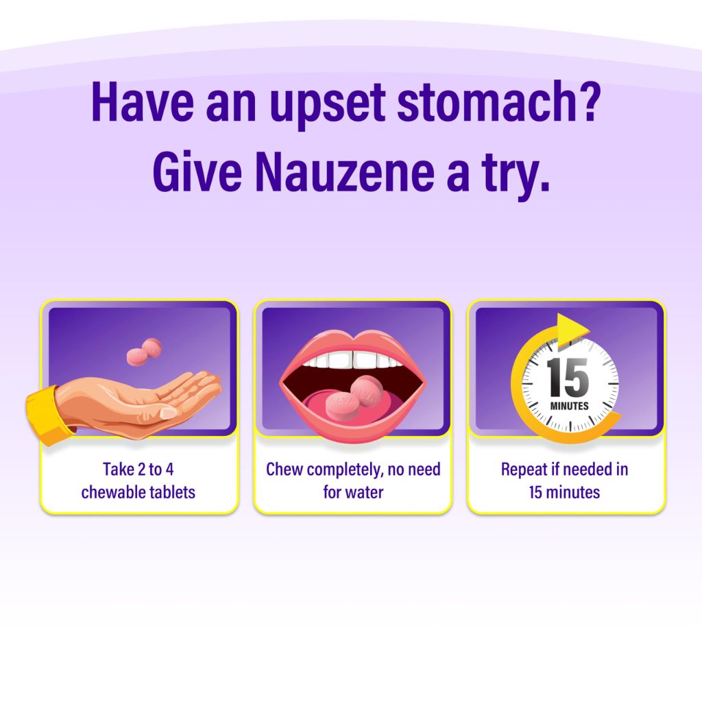 Nauzene Non-drowsy Upset Stomach & Nausea Relief Chewable Tablets - Wild Cherry Flavor, 42 ct