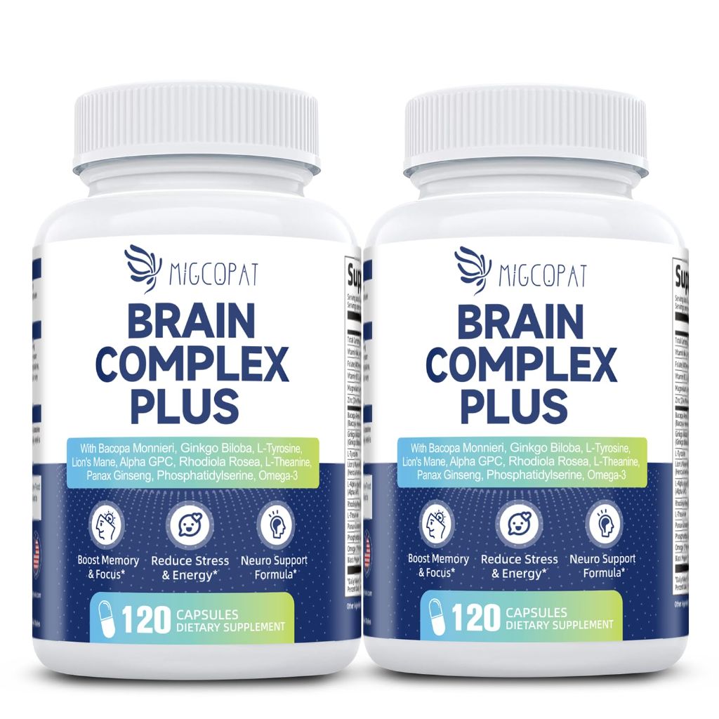 2-Pack Brain Supplements for Memory & Focus – 240 Caps (120/Bottle)