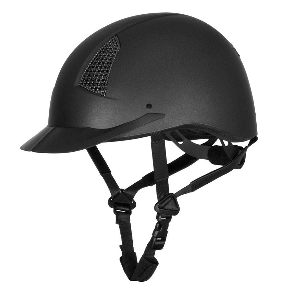 SZ L, TuffRider Starter Horse Riding Helmet with Carbon Fiber Print Grill -Black