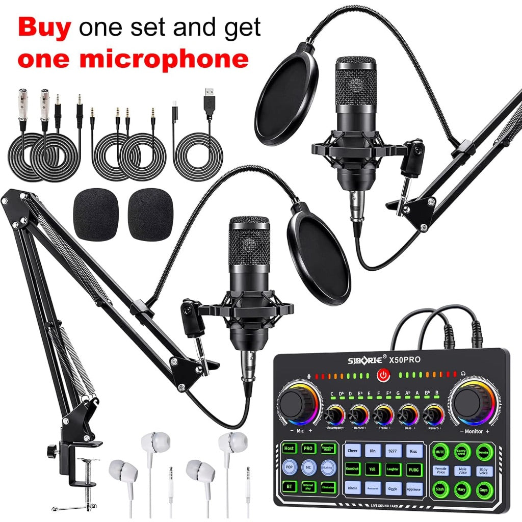 X50 Podcast Equipment Bundle, DJ Mixer with BM800 Podcast Studio Condenser Microphone