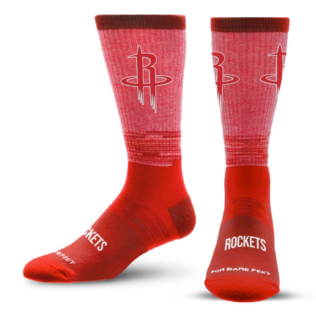 For Bare Feet NBA HOUSTON ROCKETS Team Tonal Crew Sock - size Large