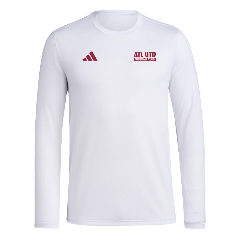 Adidas Mens Atlanta United Pre-Game Long Sleeve Soccer T-Shirt,White/Atlanta United,XX-Large