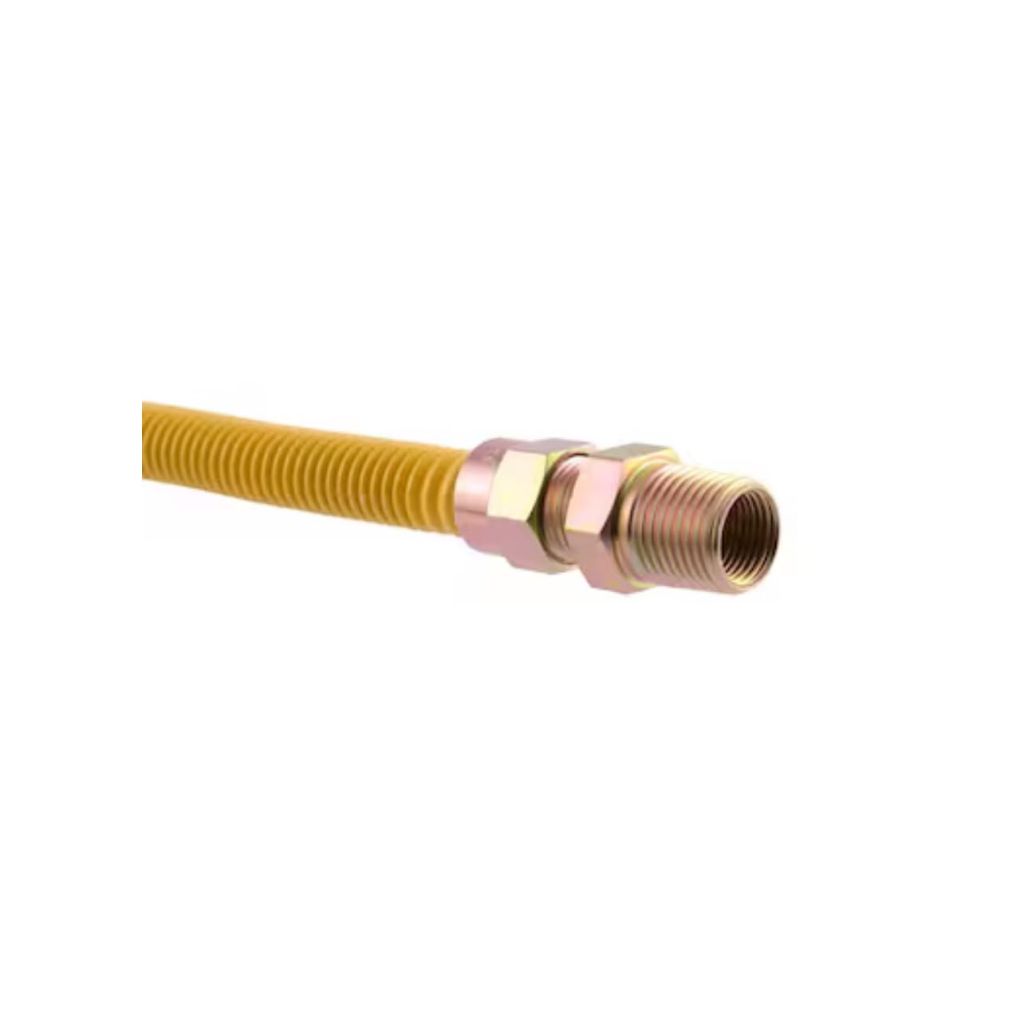 Eastman 48 Inch x 1/2 Inch OD Flexible Gas Line Connector with (2) 1/2 Inch MIP Fitting Ends  (Yellow)