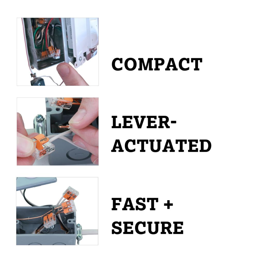 221-415 | WAGO Lever-Nuts® Splicing Connector | for Solid and Stranded Conductors | 5-Conductor with Operating levers | 24-12 AWG | Transparent housing | [Box of 25 Pieces]