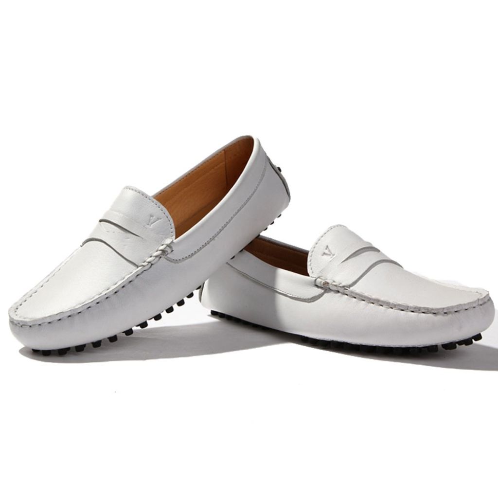 AUSLAND Women's Leather Loafers Driving -  9.5US White 40EU