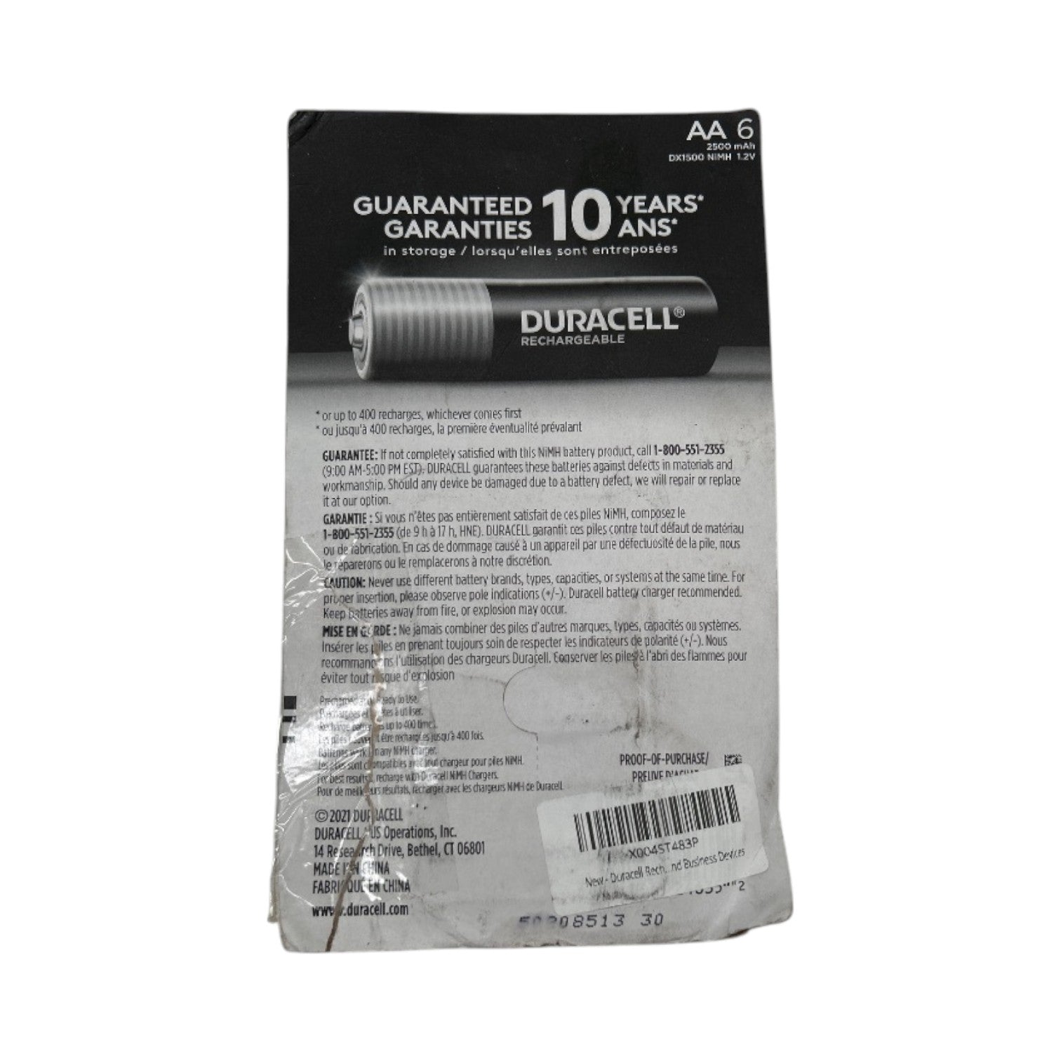 Duracell Rechargeable AA Batteries, 6-pack