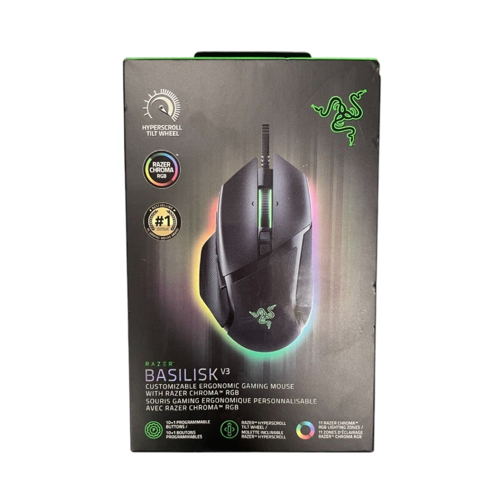 Razer Basilisk V3 - Customizable Ergonomic Wired Gaming Mouse with Razer Chroma - RGB 10+1 Programmable Buttons - HyperScroll Tilt Wheel
