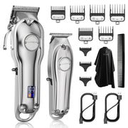 SUPRENT PRO The Silver Knight Professional Hair Clipper & Zero Gap T-Blade Trimmer Combo - Silver