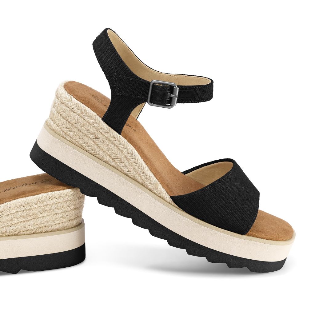 Mysoft Womens Espadrille Wedge Sandals EVA Sole Platform Sandal Open Toe Ankle Strap Buckle Shoes